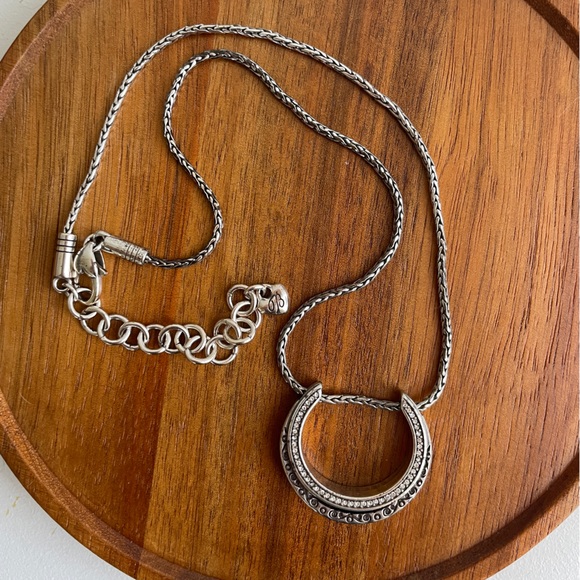 Brighton Jewelry - Silver Tone Moon Crystal Pendant Necklace by Brighton 15”
